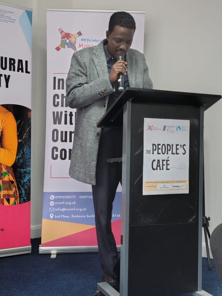 Sudanese community delegation at the People's Café event in Derry